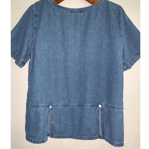 Russ Berens Malibu Blue Denim Short Sleeve Tunic Top Size S - Picture 2 of 11